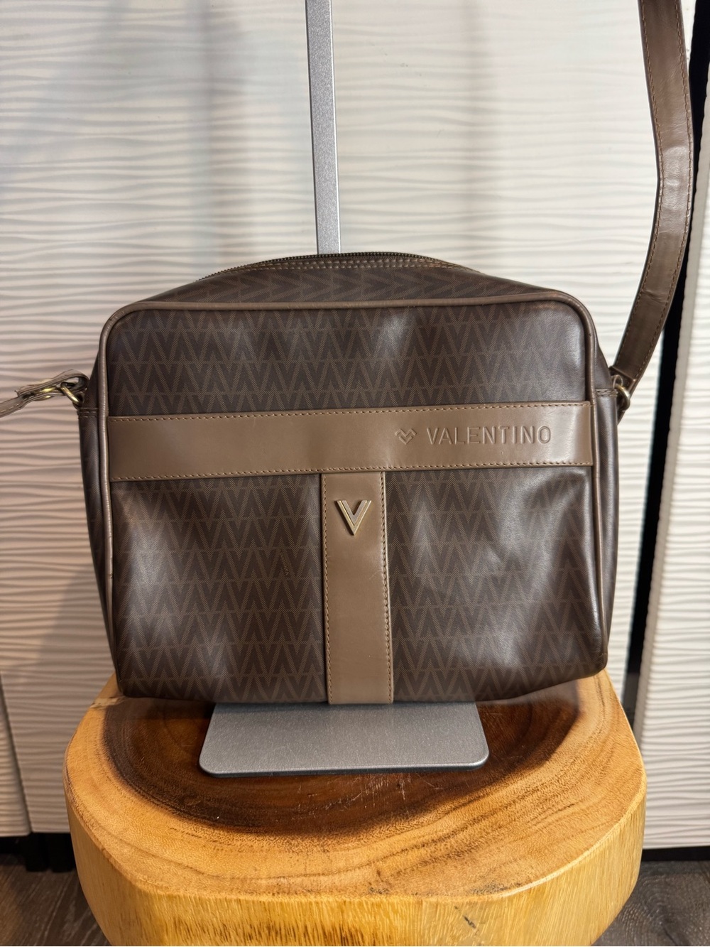 Vintage Mario Valentino Brown Crossbody Bag - Signature V Logo